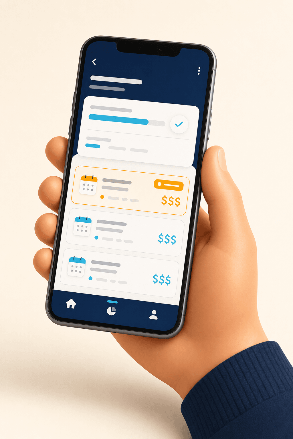 Customer checking their Credably repayment schedule on a phone